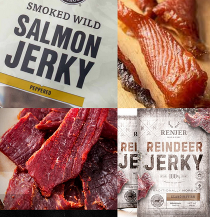 wild alaskan salmon and reindeer jerky